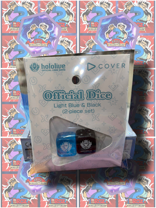 Hololive Official Card Game- Official Dice- Light Blue & Black (2-Piece Set) (English)