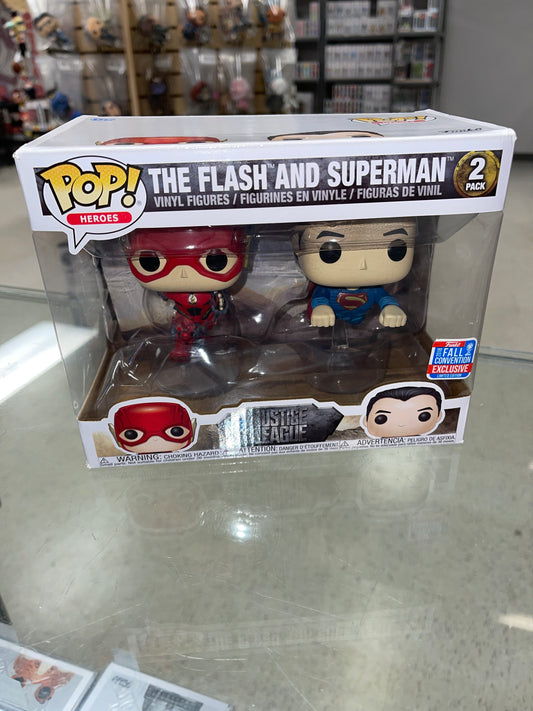 The Flash and Superman (Justice League)- Funko Pop! 2-Pack (2018 Fall Convention Exclusive )(Shelf Wear)