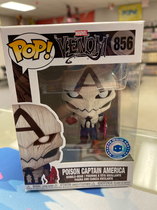 Poison Captain America (Venom)- Funko Pop! #856 (Pop In a Box Exclusive)(Box Damage)