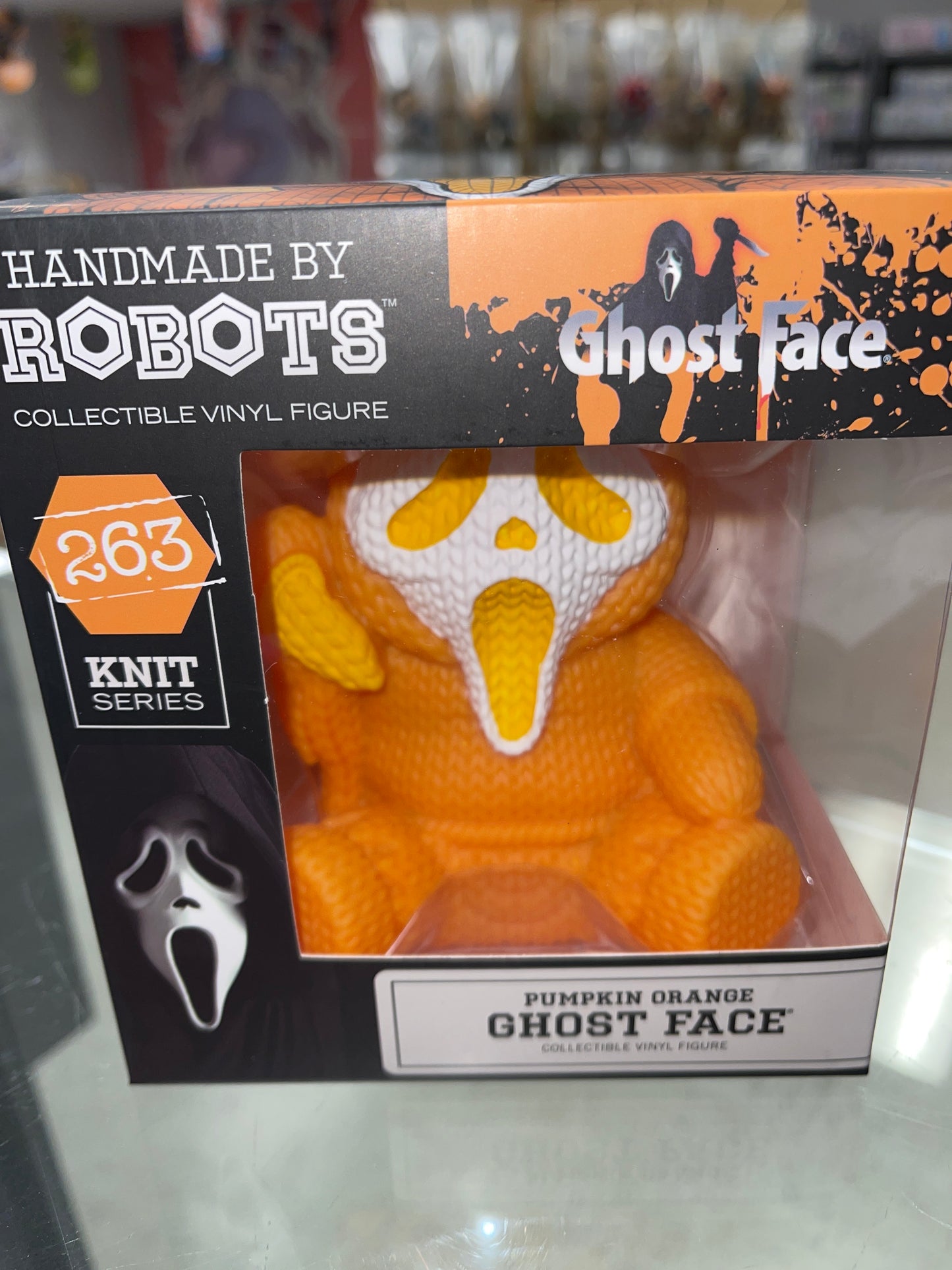Pumpkin Orange Ghost Face (Scream) - Handmade by Robots #263
