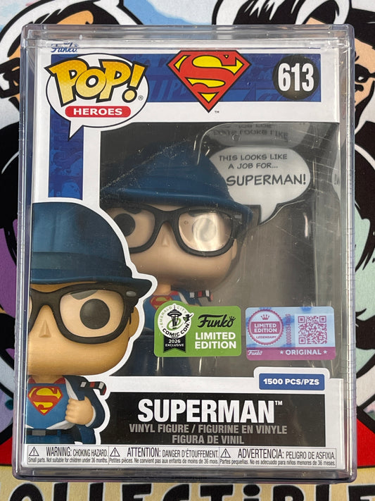 Superman (DC Comics)- Funko Pop! #613 w/ Hard Protector (2026 Emerald City Comic Con)(Funko Limited Edition- Legendary (1500pcs)) (NEW)